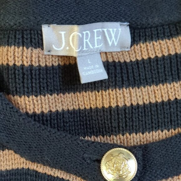 J.Crew Emilie Cardigan Lady Jacket Black Stripe Large Academia Preppy Luxury - Picture 2 of 6